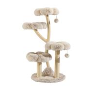 Fudajo Modern Cat Tree 59 x 59 x 123 cm, Scratching Post with Plush and Sisal, Furniture for Cats, Post with Play Ball