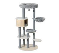 Fudajo Urban Studio 163 cm Cat Tree Grey, Cat Tower with House, Hammock, Bed and Paper Rope Scratching Posts