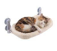Fudajo Window Cat Hammock 30 x 52 cm Beige, Hammock up to 10 kg, Cat Bed, Space-Saving Window Perch with Suction Cups