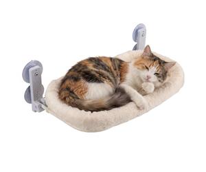 Fudajo Window Cat Hammock 30 x 52 cm Beige, Hammock up to 10 kg, Cat Bed, Space-Saving Window Perch with Suction Cups