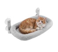 Fudajo Window Cat Hammock 30 x 52 cm Light Grey, Hammock up to 10 kg, Cat Bed, Space-Saving Window Perch with Suction Cups