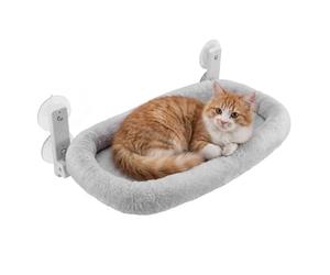 Fudajo Window Cat Hammock 30 x 52 cm Light Grey, Hammock up to 10 kg, Cat Bed, Space-Saving Window Perch with Suction Cups