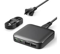 FUDCOCWN 65W GaN USB C Fast Charger, 4-Port PD Wall Charger with USB-C1 (65W), USB-C2 (20W), 2 USB-A Ports, Compact Charger Block Compatible with MacBook, Phone, iPad, Samsung, USB C Laptops and More