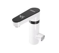 Fudeer 220V Electric Hot Water Tap, 3.3Kw Instant Hot Water Faucet for Bathroom, 120° Rotation & Digital Temperature Display 30-45℃, Energy-Saving & Safe (White)