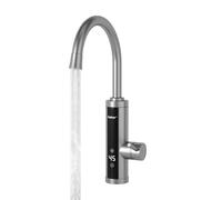 Fudeer 220V Electric Hot Water Tap, 3.3kW Instant Hot Water Faucet for Kitchen, 360°Rotating Stainless Steel Water Heater Tap with Adjustable Power (P1-P3) & Digital Temperature Display 30-45℃(Silver)