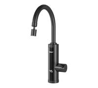 Fudeer 220V Electric Instant Hot Water Tap for Kitchen, 3.3kW Fast Heating Faucet with Digital Display (30-45℃) 360° Swivel Universal Nozzle, 2 Spray Modes, 304 Stainless Steel, Energy-Saving (Black)