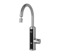 Fudeer Electric Instant Hot Water Tap for Kitchen, 3.3kW Fast Heating Faucet with Digital Display (30-45℃) 360° Swivel Universal Nozzle, 2 Spray Modes 220-240V(Silver)