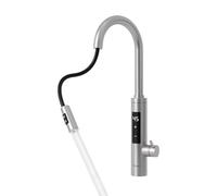 Fudeer Instant Hot Water Faucet, 3.3kW Digital Display Electric Tap with 360°Rotation & 10″Pull-Out Hose and 2 Spray Modes,30-45℃ Adjustable Temperature,220-240V 304 Stainless Steel(Silver)