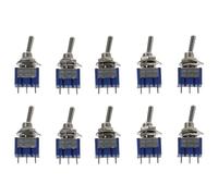 Fudeshe 10pcs SPDT Mini Toggle Switch,Mini Miniature Toggle Switch AC 125V/6A,3-Pin 2-Position ON/ON Toggle Switch