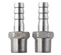 Fudeshe 2 Pack Stainless Steel Barb/Barbed Hose Fitting,3/8" Hose Barb to 1/2" Male NPT,Stainless Steel Pagoda Fitting,Hexagonal Outside Wire Pagoda Skin Tube for Home Brew Water Fuel Ai