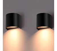 FUDESY 2 Pack Outside Wall Lights, IP65 Waterproof Down Outside Lights, Max 7W GU10 Exterior Wall Sconce, Modern Matte Black Plastic Outdoor Wall Lamp for Porch, Hallway, Patio, Front Door, Garage