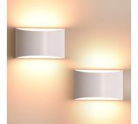 FUDESY Indoor LED Wall Light, Up Down Modern Sconce,IP65 Waterproof Plastic Lamp, 12W 3000K Warm White Lighting for Bedroom Bathroom Living Room Hallway Kitchen Corridor Stairs, 2 Pack (FDS2045LW2EU)
