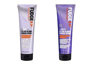 Fudge Professional Purple Conditioner, Everyday Clean Blonde Damage Rewind Gradual Toning for Blonde Hair, 250ml & Purple Shampoo, 250ml