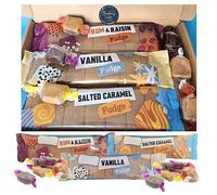Fudge | Sweets Gift Box | Rum & Raisin, Salted Caramel, Vanilla Bars + 6 Individually Wrapped Handmade, Traditional Soft & Creamy Fudge Sweets | Gifts for Men, Birthday, Thank You Gift | Letterbox