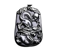 FUDIDU The Chinese Zodiac Pendant Necklace Obsidian Black Adjustable Necklaces, L, Crystal, Obsidian