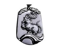 FUDIDU The Chinese Zodiac Pendant Necklace Obsidian Black Adjustable Necklaces, L, Crystal, Obsidian