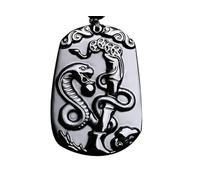 FUDIDU The Chinese Zodiac Pendant Necklace Obsidian Black Adjustable Necklaces, L, Crystal, Obsidian