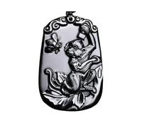 FUDIDU The Chinese Zodiac Pendant Necklace Obsidian Black Adjustable Necklaces, L, Crystal, Obsidian