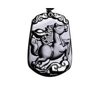 FUDIDU The Chinese Zodiac Pendant Necklace Obsidian Black Adjustable Necklaces, L, Crystal, Obsidian