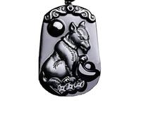 FUDIDU The Chinese Zodiac Pendant Necklace Obsidian Black Adjustable Necklaces, L, Crystal, Obsidian