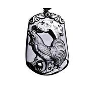 FUDIDU The Chinese Zodiac Pendant Necklace Obsidian Black Adjustable Necklaces, L, Crystal, Obsidian