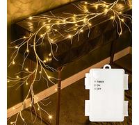 Fudios Lighted Birch Garland with Timer 48 LED Fairy Lights 6ft Battery Operated for Mantle Decor, Lit Christmas White Twig Garland Winter Home Wall Decoration Indoor Outdoor Use 1 Set