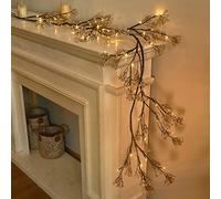 Fudios Lighted Garland Flowers for Mantle with Timer Battery 48 LED 6ft Vine Garlands for Decor with Flowers and Lights for Summer Wedding Party