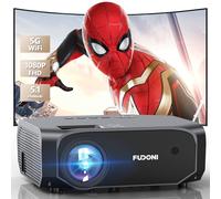 FUDONI Projector, 18000L Projector with 5G WiFi and Bluetooth Native 1080P 4K Support, Outdoor Movie Projector with Screen, Portable Home Theater Projector for iOS/Android/TV Stick (Grey)