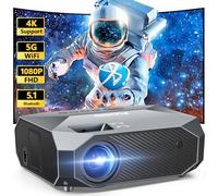 FUDONI Projector 5G with WiFi and Bluetooth, 4K Support Projector HD 1080P Max 300" Display，Movie Video Portable Home Theater Projector Compatible with HDMI/USB/iOS/Android/Laptop/TV Stick