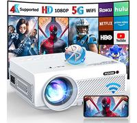 FUDONI Projector with WiFi and Bluetooth, Native 1080P Outdoor Projector Support 4K, Portable Movie Projector with Screen and Max 300", Compatible with iOS/Android/Laptop/TV Stick/HDMI/USB/VGA/TF