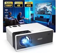 FUDONI Projector with 5G WiFi and Bluetooth, Outdoor Portable Projector 15000L 1080P 4K Support, Mini Movie Home Theater Video Projector Compatible with iOS & Android Phone/Laptop/HDMI/USB and More