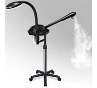 Fuehomue Professional Facial Steamer, 2-in-1 with 5X Magnifying Lamp, Ozone, Adjustable Height, Black, Facial Steamer, Spa & Home Use