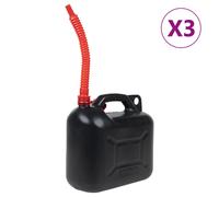 Fuel Can 3x 10L Black/Red HDPE 31x16x33cm Flexible Spout Stackable Lightweight