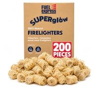 Fuel Express 200 Natural Firelighters, Long Burning Fire Lighters for BBQ, Wood Burners, Pizza Ovens, Open Fires & Fire Pits, Odourless Quick Light Wood Wool Fire Starters