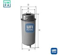UFI Fuel Filter Insert 195.7mm Height 80mm Diameter Fits Ford Transit 24.458.00
