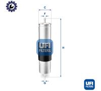 UFI Fuel Filter Insert 274mm Height 55mm Outer Diameter Fits BMW X5 31.839.00