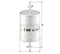 MANN Fuel In-Line Filter 75mm Outer ⌀ 166mm Height Fits Ford Mondeo Transit