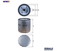 MAHLE Knecht Fuel Filter KC20 – Screw-On, 76mm OD x 81mm H – Fits Ford, Mitsubishi, Piaggio