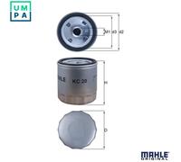 MAHLE Knecht Fuel Filter KC20 – Screw-On, 76mm OD x 81mm H – Fits Ford, Mitsubishi, Piaggio