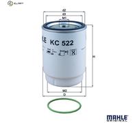 Mahle Original Fuel Filter KC 522D - Spin-on, 108.6mm diameter x 150mm height, Fits MAN
