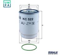 Mahle Original Fuel Filter KC 522D - Spin-on, 108.6mm diameter x 150mm height, Fits MAN