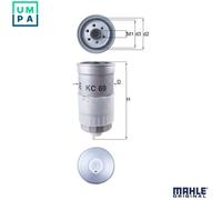 Fuel Filter KC69 Mahle 028127401A 028127435 028127435A 028127435B 028127435C New