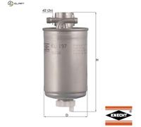 FUEL FILTER KL 197 FOR AUDI ANY 1.2L BHC/AMF 1.4L 3cyl A2