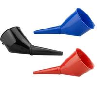 Fuel Funnel with Fine Mesh Filter and Handle for Easy Refilling - Thick Plastic Fuel Funnel for Petrol, Diesel, Oil, Ad-blue, Water, Screen Wash (Black, Red & Blue)
