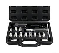 Fuel Injector Seat Cleaning Kit 6-17 Piece Set Alloy Reamer Tool for Diesel Engines Carbon Brush Set Professional Garage Use 30x21x6cm(17-piece Set)