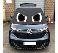 Fuel Lagoon black out blind compatible with the VW ID Buzz Campervan Windscreen External Wrap, Black with Fun Eyes