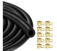 Fuel Line Hose, Fuel Pipe Fuel Line Set with 10 Hose Clamps, Suitable for Trucks, Cars, Tractors and Small Engines (6mm ID,3m)