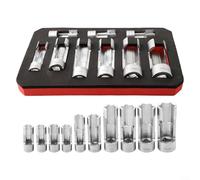 Fuel Line Socket Wrench Set for Diesel Injection Pipes - 9-Piece Tool Kit for Oxygen Injector Sensor Installation