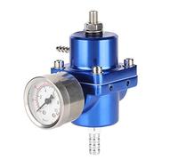 Fuel Pressure Regulator, Fydun Aluminum Alloy Universal FPR Fuel Pressure Regulator with Gauge Hose 0-140psi Gauge Hose Kit Adjustable (Blue)