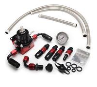 Fuel Pressure Regulator Kit 0-100psi with Gauge 6AN Fuel Line Fitting Universal Adjustable Aluminum